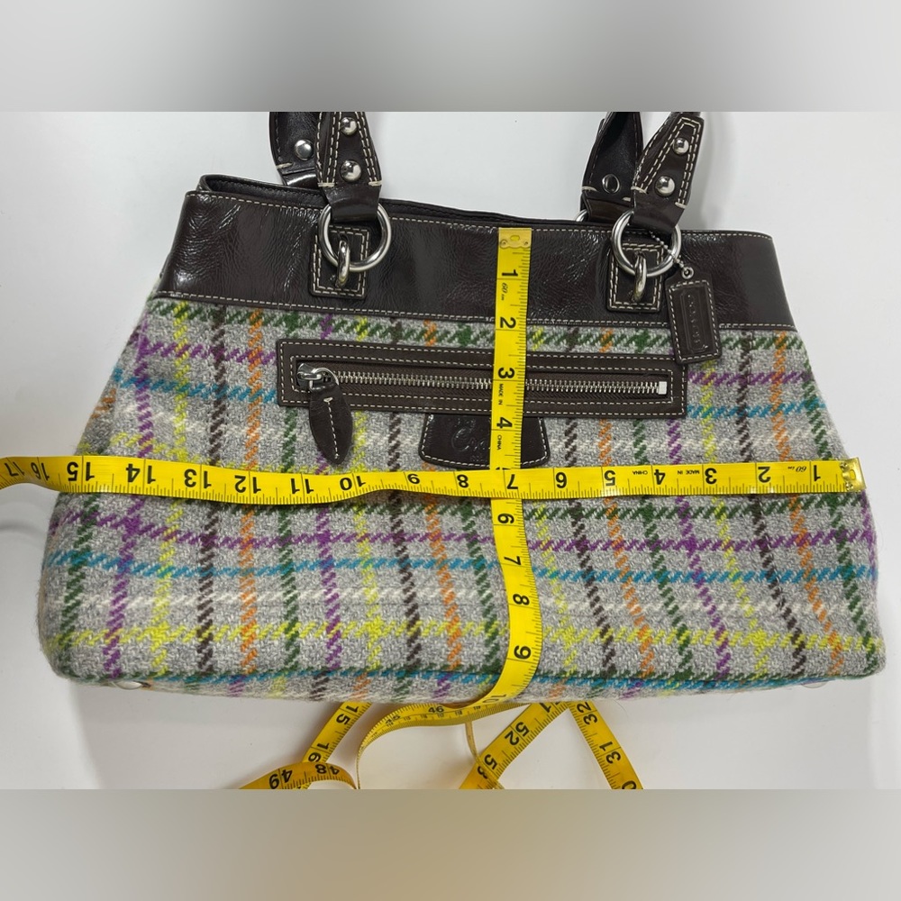 Coach Penelope Tattersall Colorful Plaid Wool Shoulder Bag Purse - Picture 14 of 16